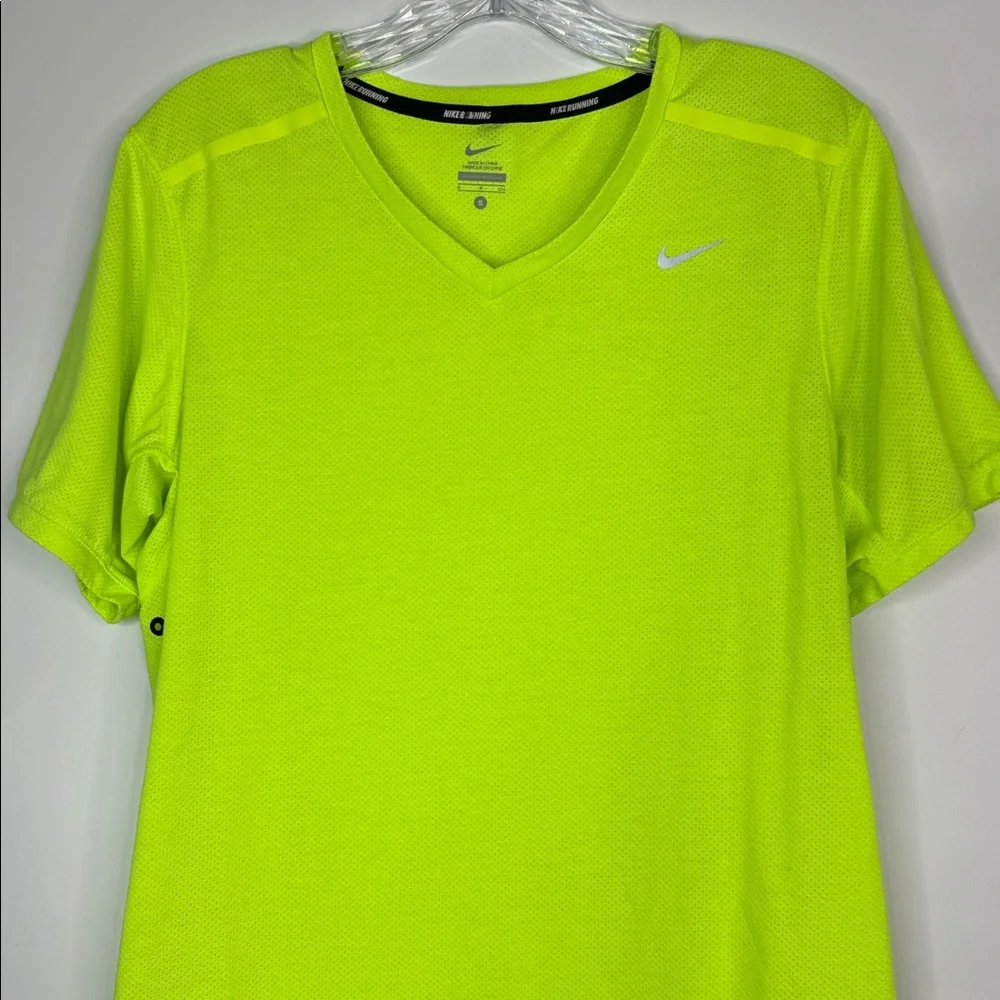 Nike Dri Fit Running Vneck Yellow Tshirt Size Men's Small